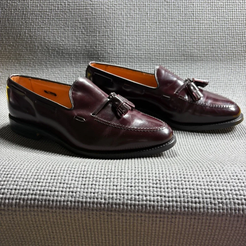 Allen Edmonds Loafers Mens 9.5 Burgundy Grayson 8207 Tassel Leather Dress Shoes